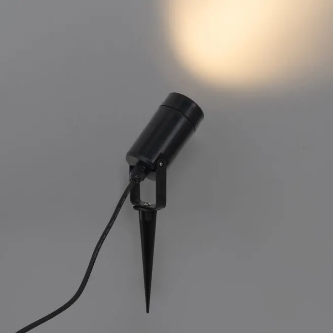 QAZQA Verstellbarer schwarzer Spike-Strahler IP65 - Solo Eco