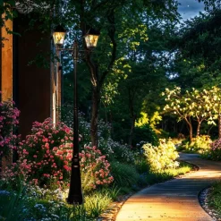 QAZQA Vintage Außenlaterne Antikgold 240 cm 2-flammig - Antigua