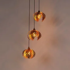 QAZQA Vintage Hängelampe Messing 3-flammig - Botanica