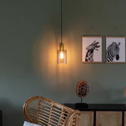 QAZQA Vintage Hängelampe Messing mit Rauchglas - Vidra