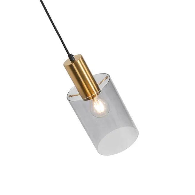 QAZQA Vintage Hängelampe Messing mit Rauchglas - Vidra