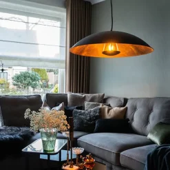 QAZQA Vintage Hängelampe schwarz mit Gold 60 cm - Emilienne Novo