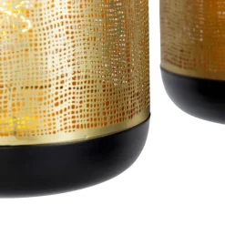 QAZQA Vintage Hängelampe schwarz mit Messing länglich 3-flammig - Kayleigh