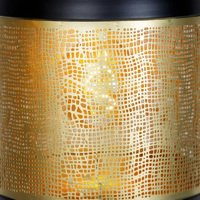 QAZQA Vintage Hängelampe schwarz mit Messing länglich 3-flammig - Kayleigh