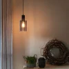 QAZQA Vintage Hängelampe schwarz mit Rauchglas - Vidra