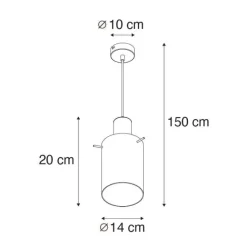 QAZQA Vintage Hängelampe schwarz mit Rauchglas - Vidra