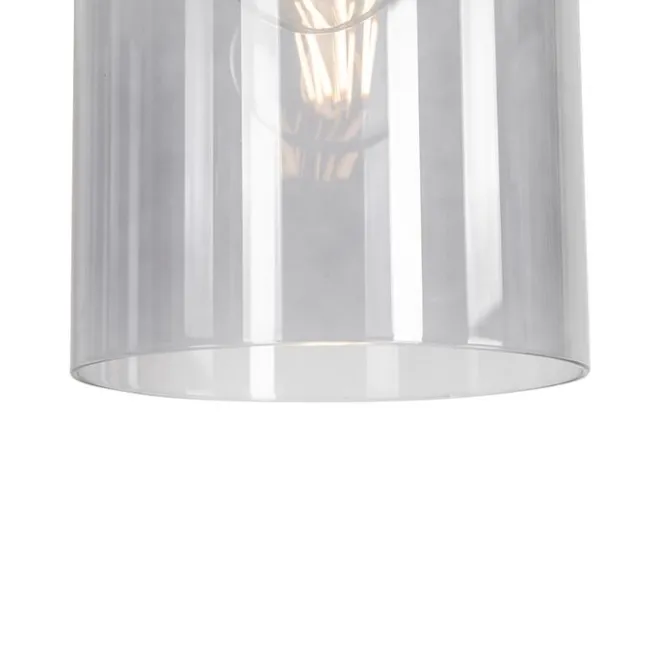 QAZQA Vintage Hängelampe schwarz mit Rauchglas - Vidra