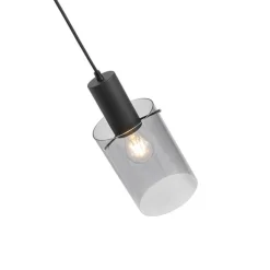 QAZQA Vintage Hängelampe schwarz mit Rauchglas - Vidra