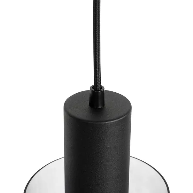 QAZQA Vintage Hängelampe schwarz mit Rauchglas - Vidra