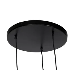 QAZQA Vintage Hängelampe schwarz mit Messing rund 3-flammig - Kayleigh