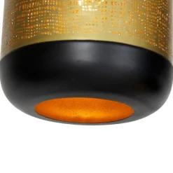 QAZQA Vintage Hängelampe schwarz mit Messing rund 3-flammig - Kayleigh