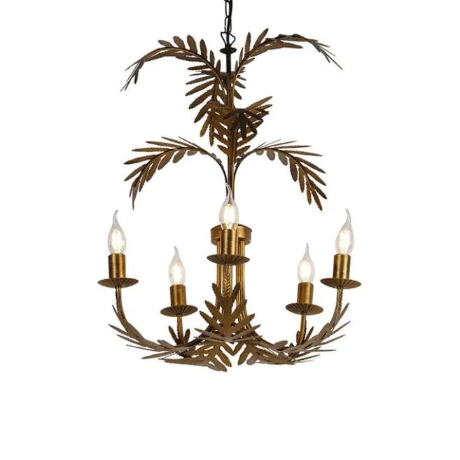 QAZQA Vintage Kronleuchter Gold 5-Licht - Botanica