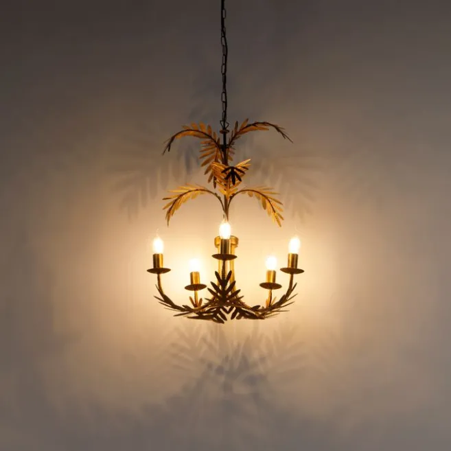 QAZQA Vintage Kronleuchter Gold 5-Licht - Botanica