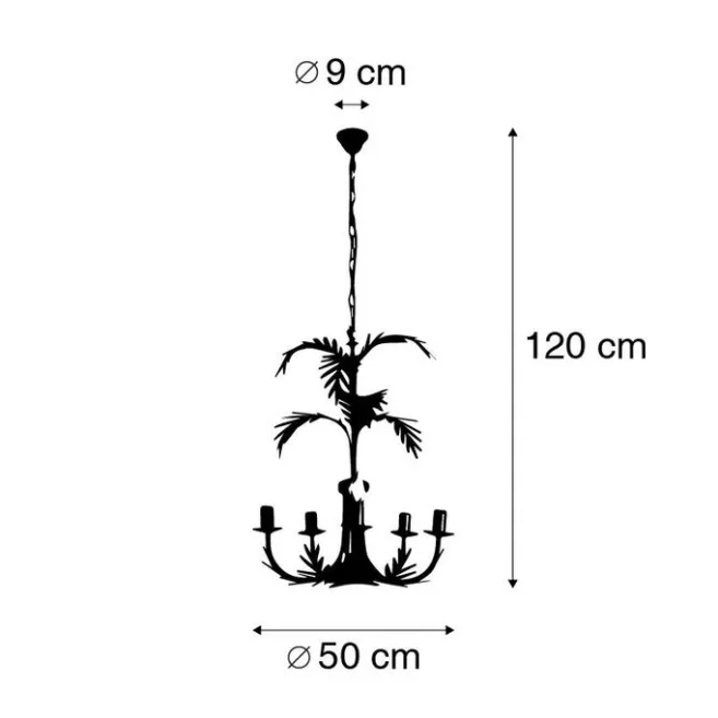 QAZQA Vintage Kronleuchter Gold 5-Licht - Botanica