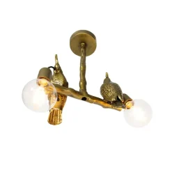 QAZQA Vintage Messing Deckenlampe 2-flammig - Papegoje