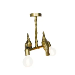 QAZQA Vintage Messing Deckenlampe 2-flammig - Papegoje