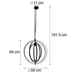 QAZQA Vintage Messing Drehbare Hängelampe - Rings