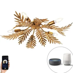 QAZQA Vintage Smart Deckenleuchte Gold 70 cm inkl. 5 WiFi B35 - Botanica
