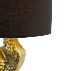 QAZQA Vintage Stehlampe Messing Stoffschirm schwarz - Kranichvogel