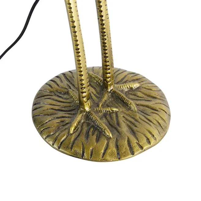 QAZQA Vintage Stehlampe Messing Stoffschirm schwarz - Kranichvogel