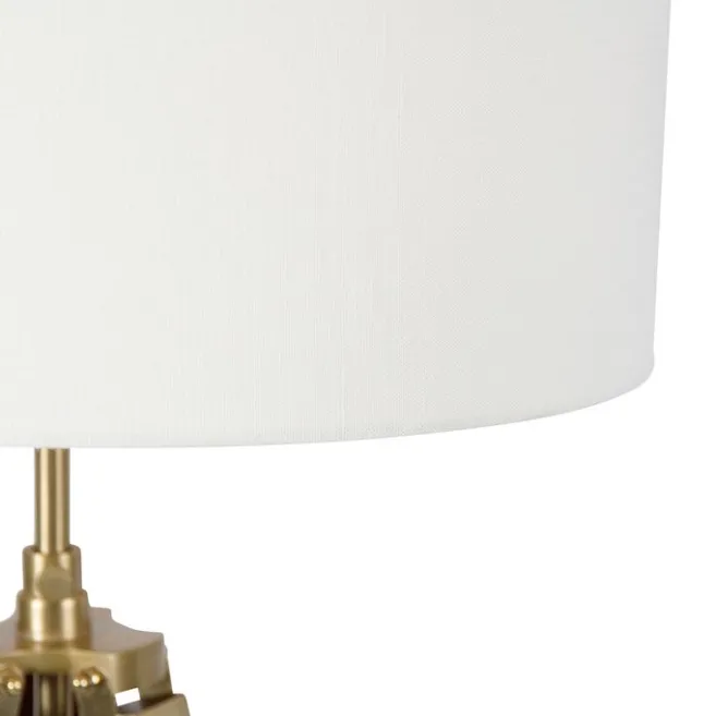 QAZQA Vintage Stehlampe Messing mit Schirm weiß 50 cm Dreibein - Cortin