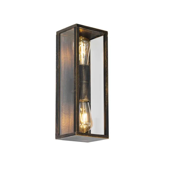 QAZQA Vintage Wandleuchte Antikgold 38 cm 2-flammig IP44 - Charlois