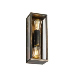 QAZQA Vintage Wandleuchte Antikgold 38 cm 2-flammig IP44 - Charlois