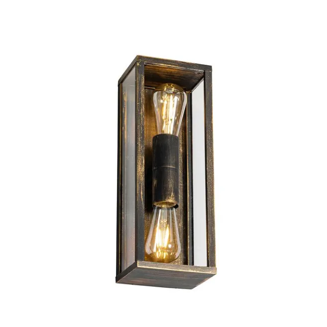 QAZQA Vintage Wandleuchte Antikgold 38 cm 2-flammig IP44 - Charlois