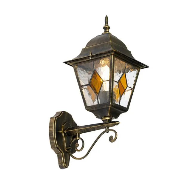 QAZQA Vintage-Wandlaterne für den Außenbereich, antikgolden – Antigua Up