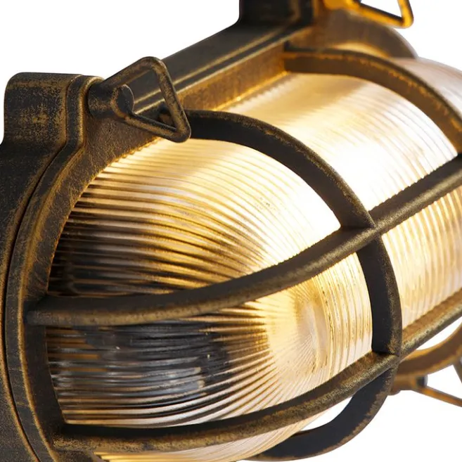 QAZQA Wand- und Deckenleuchte Gold / Messing oval IP44 - Noutica