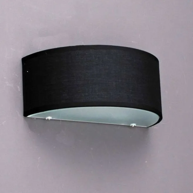 QAZQA Wandleuchte Landhausstil halbrund schwarz - Drum