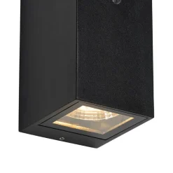 QAZQA Wandleuchte schwarz IP44 mit Hell-Dunkel-Sensor - Baleno II