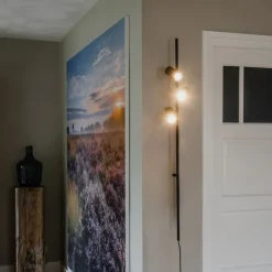 QAZQA Wandleuchte schwarz mit Fußschalter 3 Lichter - Jeana Luxe