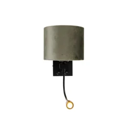 QAZQA Wandleuchte Schwarz mit grünem Samt-Schirm 18cm - Brescia