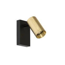 QAZQA Wandleuchte schwarz mit Gold verstellbar mit Schalter - Jeana Luxe