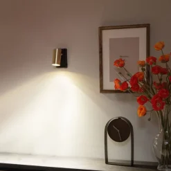 QAZQA Wandleuchte schwarz mit Gold verstellbar mit Schalter - Jeana Luxe