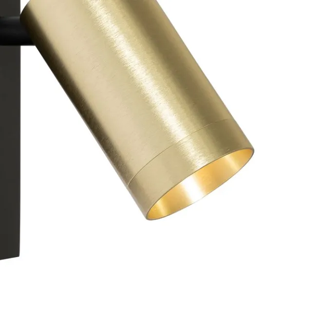 QAZQA Wandleuchte schwarz mit Gold verstellbar mit Schalter - Jeana Luxe