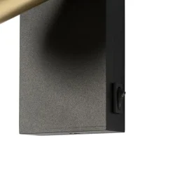 QAZQA Wandleuchte schwarz mit Gold verstellbar mit Schalter - Jeana Luxe