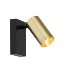 QAZQA Wandleuchte schwarz mit Gold verstellbar mit Schalter - Jeana Luxe