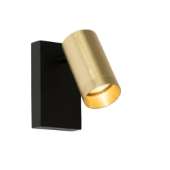 QAZQA Wandleuchte schwarz mit Gold verstellbar mit Schalter - Jeana Luxe