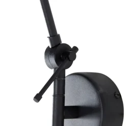 QAZQA Wandleuchte schwarz mit Rattanschirm 50 cm verstellbar - Blitz