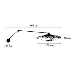 QAZQA Wandleuchte schwarz mit Rattanschirm 50 cm verstellbar - Blitz