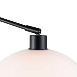 QAZQA Wandleuchte schwarz mit Schirm weiß 30 cm verstellbar - Blitz