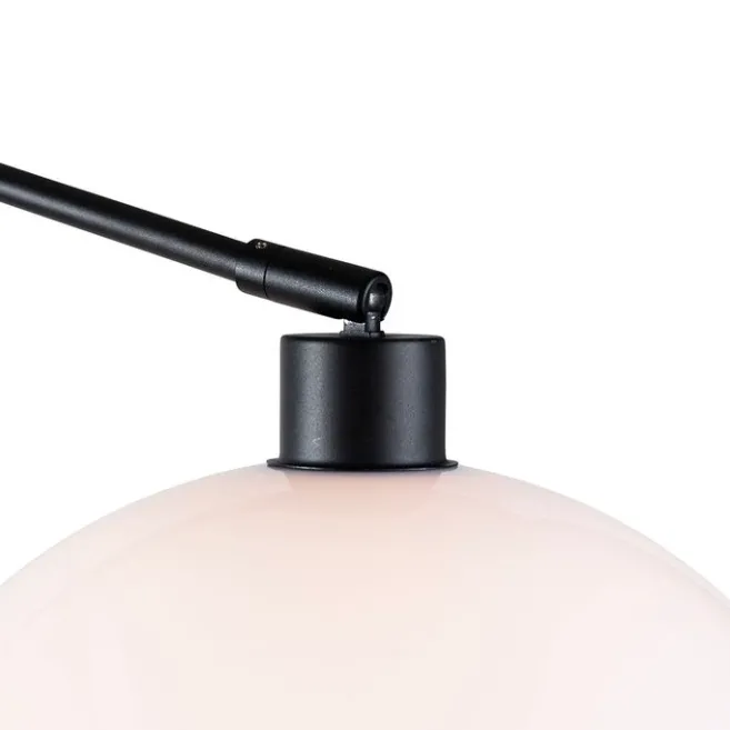 QAZQA Wandleuchte schwarz mit Schirm weiß 30 cm verstellbar - Blitz