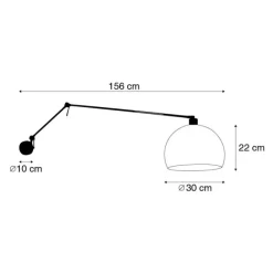 QAZQA Wandleuchte schwarz mit Schirm weiß 30 cm verstellbar - Blitz