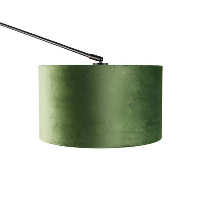 QAZQA Wandleuchte schwarz mit Veloursschirm grün 35 cm verstellbar - Blitz