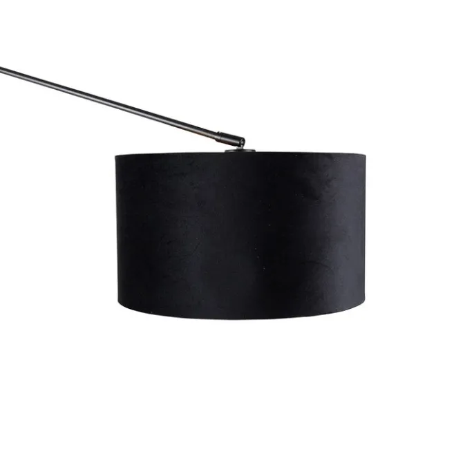 QAZQA Wandleuchte schwarz mit Veloursschirm schwarz 35 cm verstellbar - Blitz
