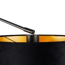 QAZQA Wandleuchte schwarz mit Veloursschirm schwarz 35 cm verstellbar - Blitz