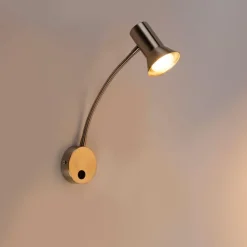 QAZQA Wandleuchte Stahl mit Flexarm - Karin Flex