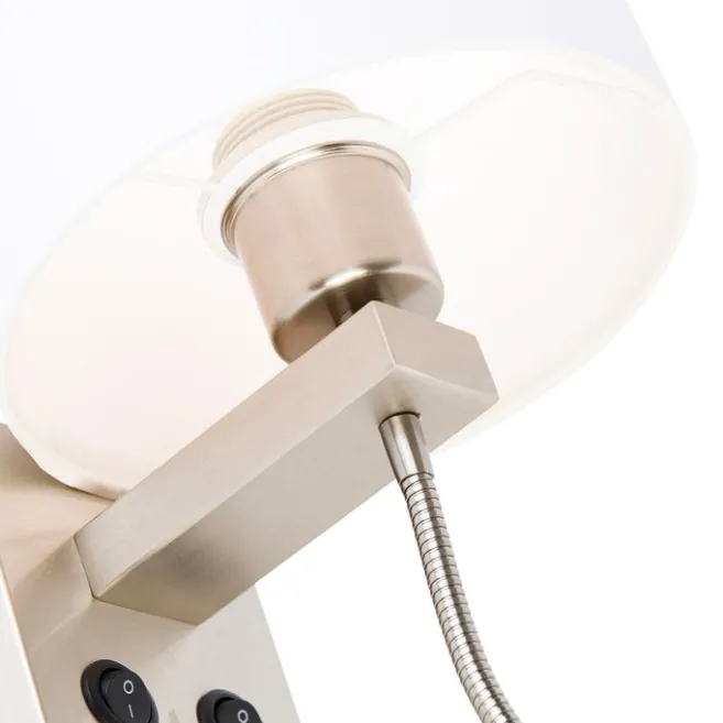 QAZQA Wandleuchte Stahl mit Flexarm und Schirm weiß 18 cm - Brescia Combi